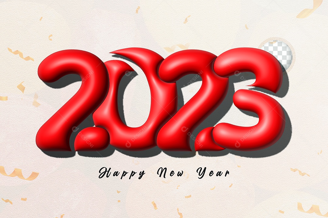 Número 3D 2023 de Ano Novo Vermelho Elemento para Composição PSD