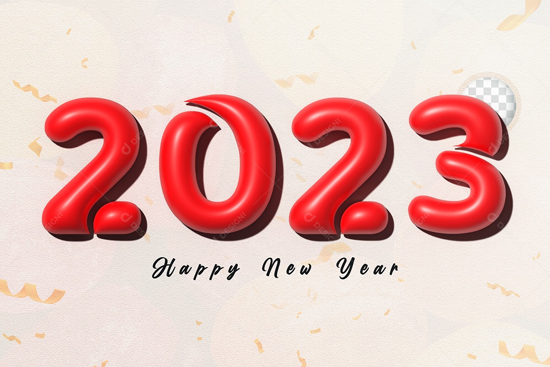 Número 3D 2023 de Ano Novo Vermelho Elemento para Composição PSD