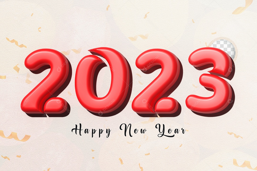 Número 3D 2023 de Ano Novo Vermelho Elemento para Composição PSD
