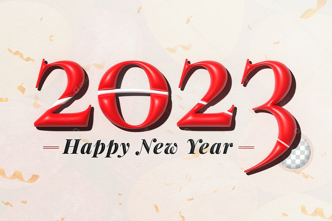 Número 3D 2023 de Ano Novo Vermelho Elemento para Composição PSD