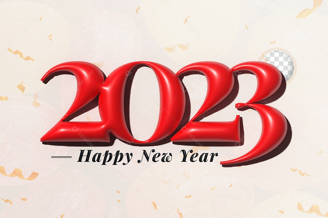 Número 3D 2023 de Ano Novo Vermelho Elemento para Composição PSD