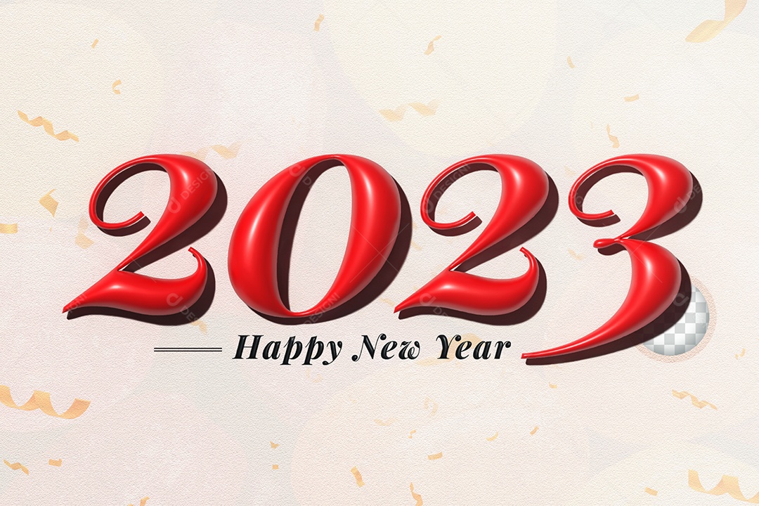 Número 3D 2023 de Ano Novo Vermelho Elemento para Composição PSD