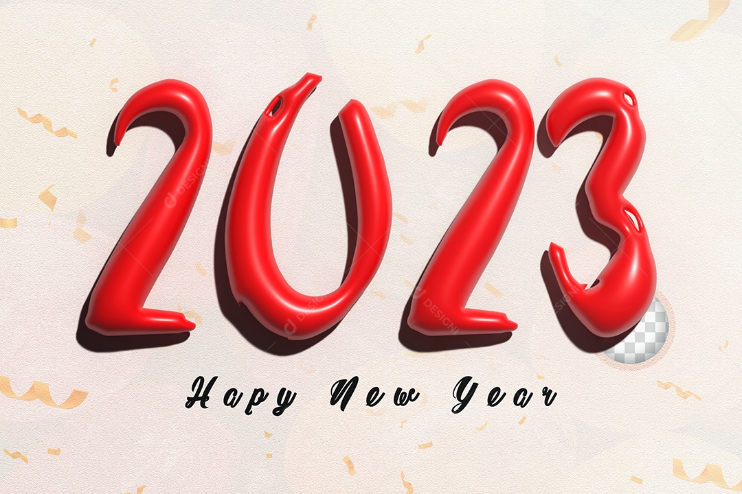 Número 3D 2023 de Ano Novo Vermelho Elemento para Composição PSD