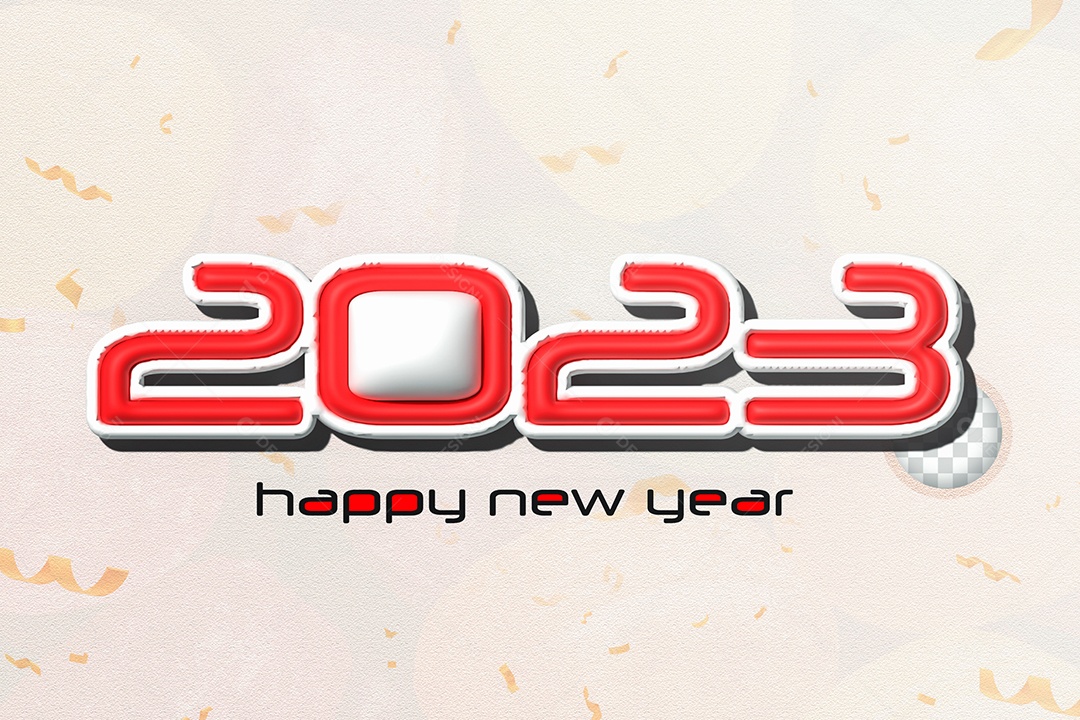 Número 3D 2023 de Ano Novo Vermelho Elemento para Composição PSD