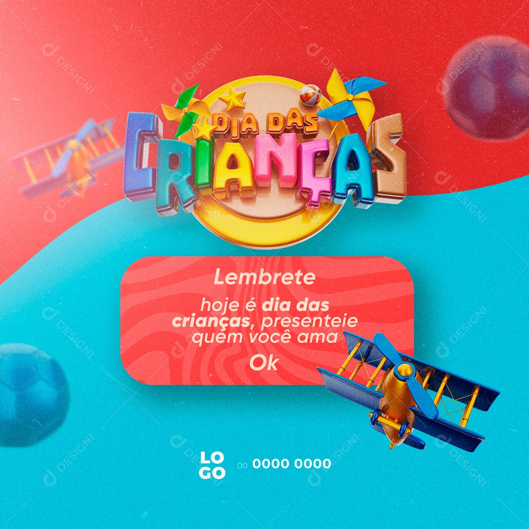 Reminder Gift who you love Happy Children's Day October 12 Social Media Editable PSD