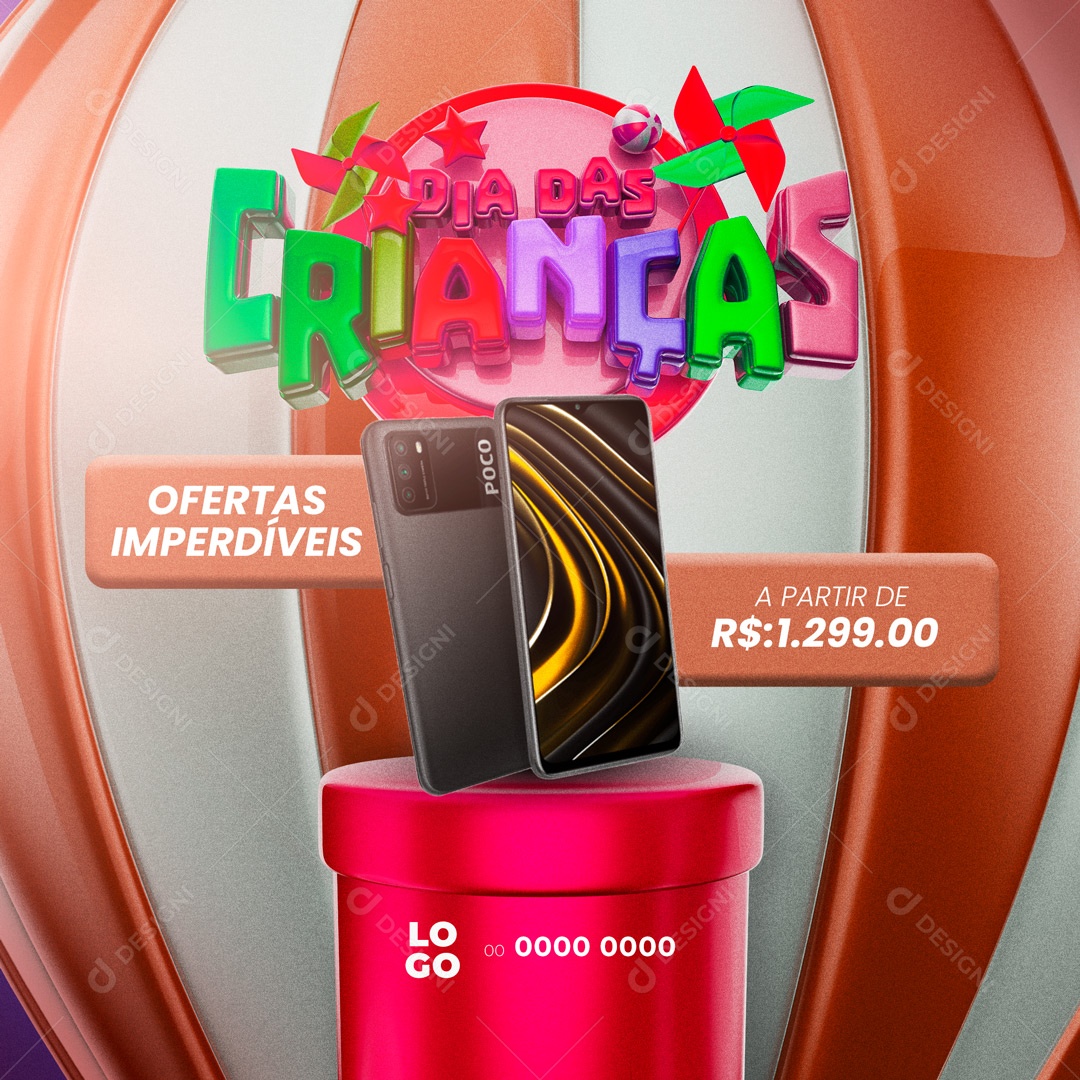 Feliz Dia das Crianças 12 de Outubro Ofertas Imperdíveis Social Media PSD Editável