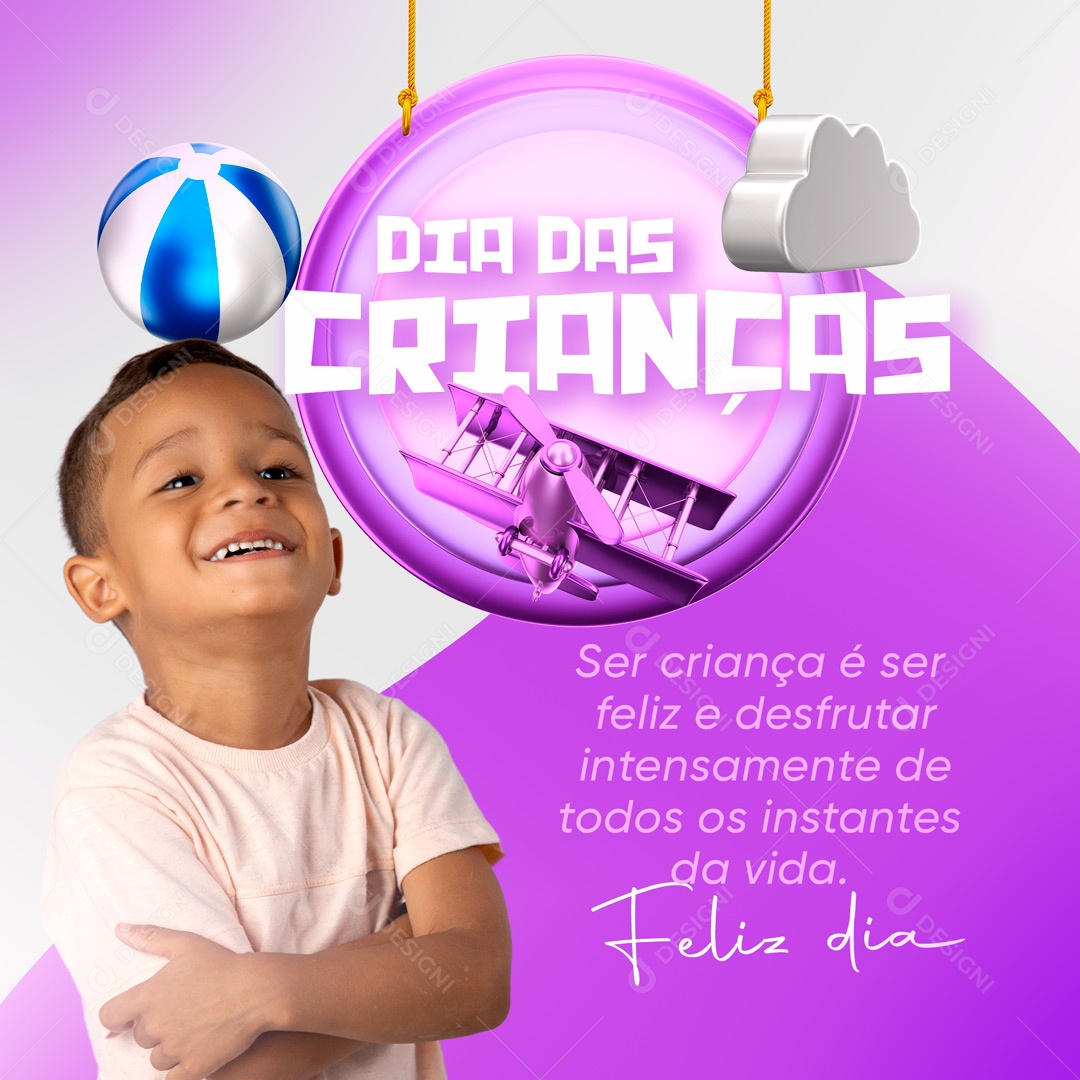 Feliz Dia das Crianças 12 de Outubro Ser Criança é ser Feliz Social Media PSD Editável