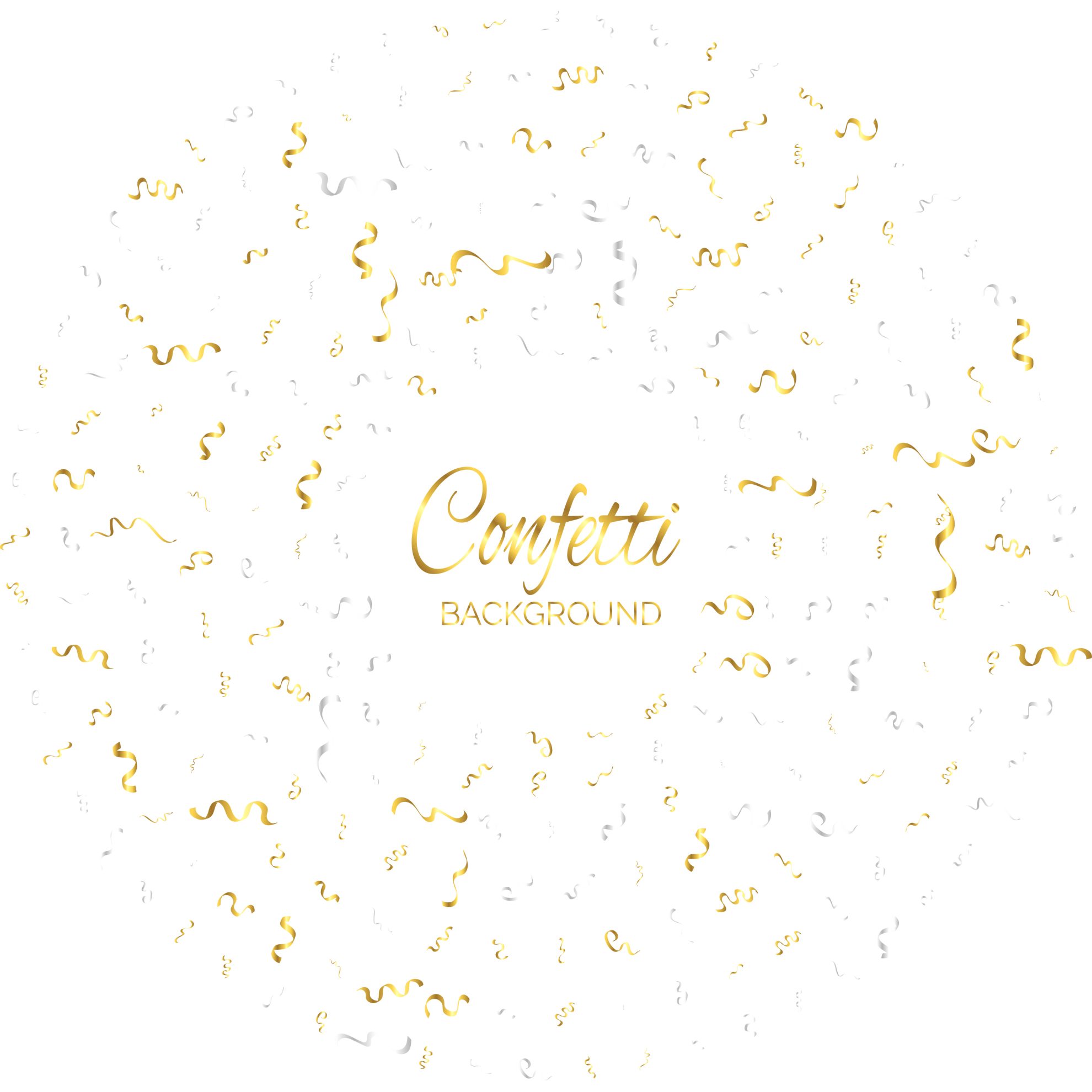 Confetti Background Fundo Branco Dourado e Prateado