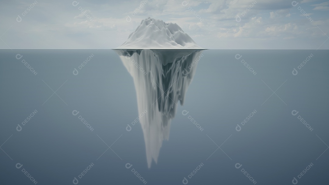 Iceberg em água azul clara e perigo escondido debaixo dágua. Iceber
