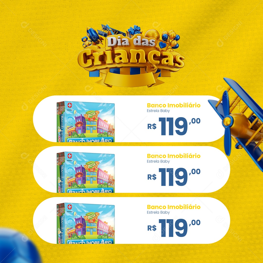 Dia das Crianças 12 de Outubro Promoções em Brinquedos Social Media PSD Editável