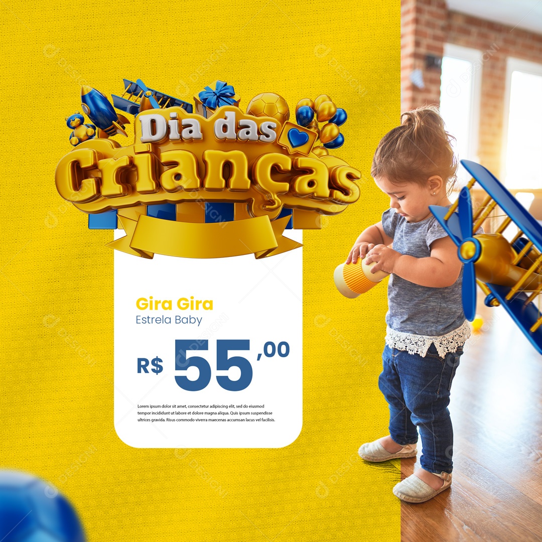 Feliz Dia das Crianças 12 de Outubro Gira Gira Estrela Baby Social Media PSD Editável