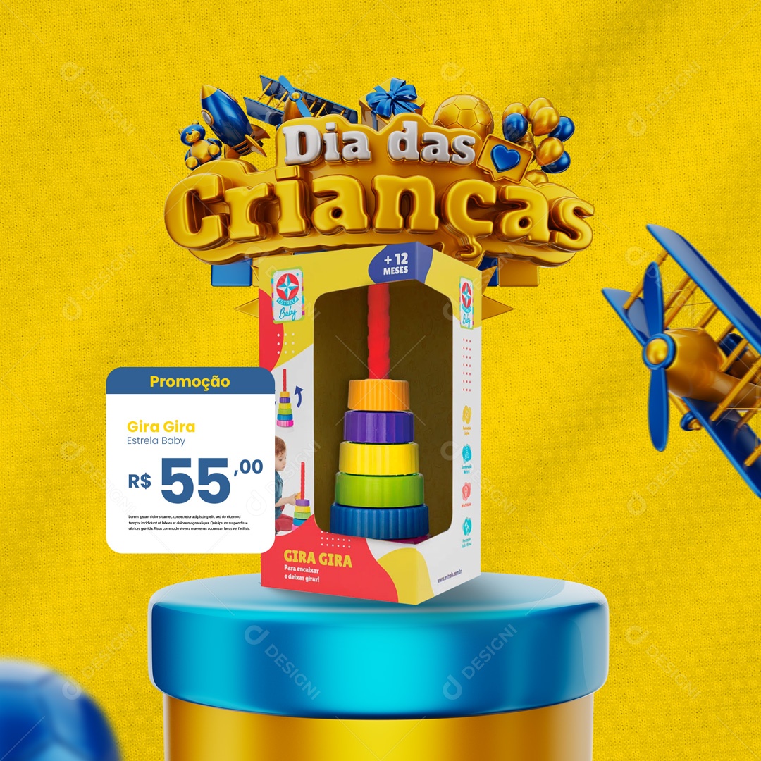 Promoção de Brinquedos Dia das Crianças 12 de Outubro Social Media PSD Editável