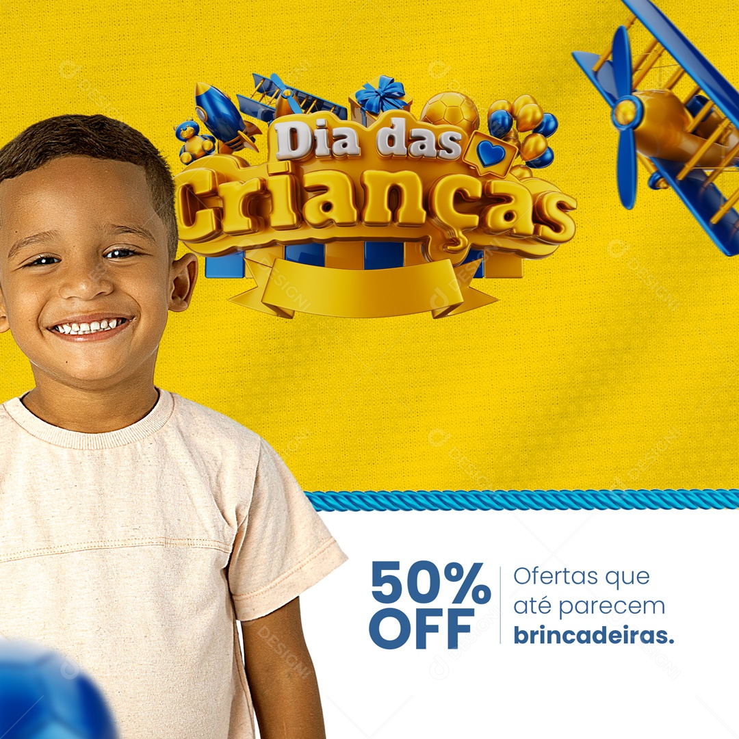 Feliz Dia das Crianças 12 de Outubro Ofertas que até Parecem Brincadeira Social Media PSD Editável
