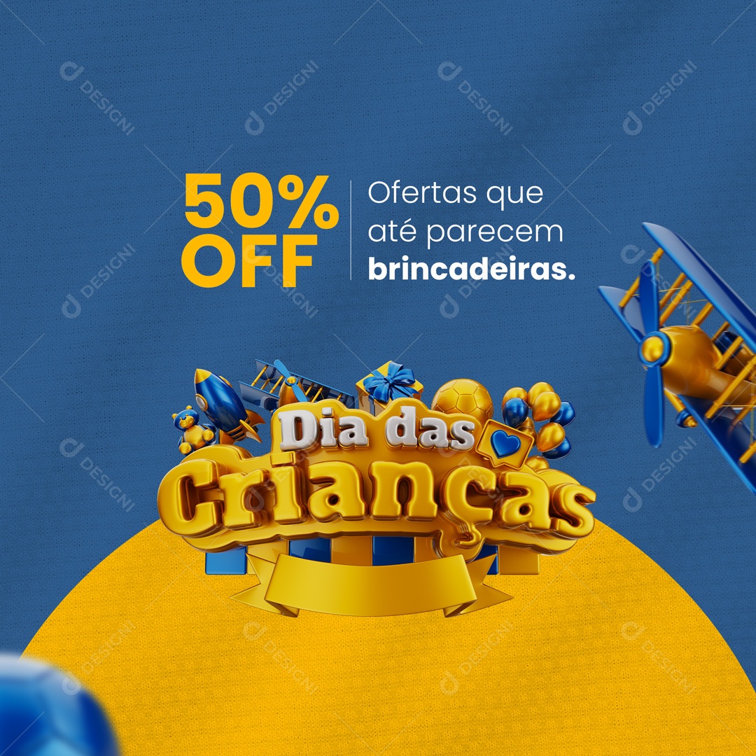 Ofertas que até Parecem Brincadeira Feliz Dia das Crianças 12 de Outubro Social Media PSD Editável