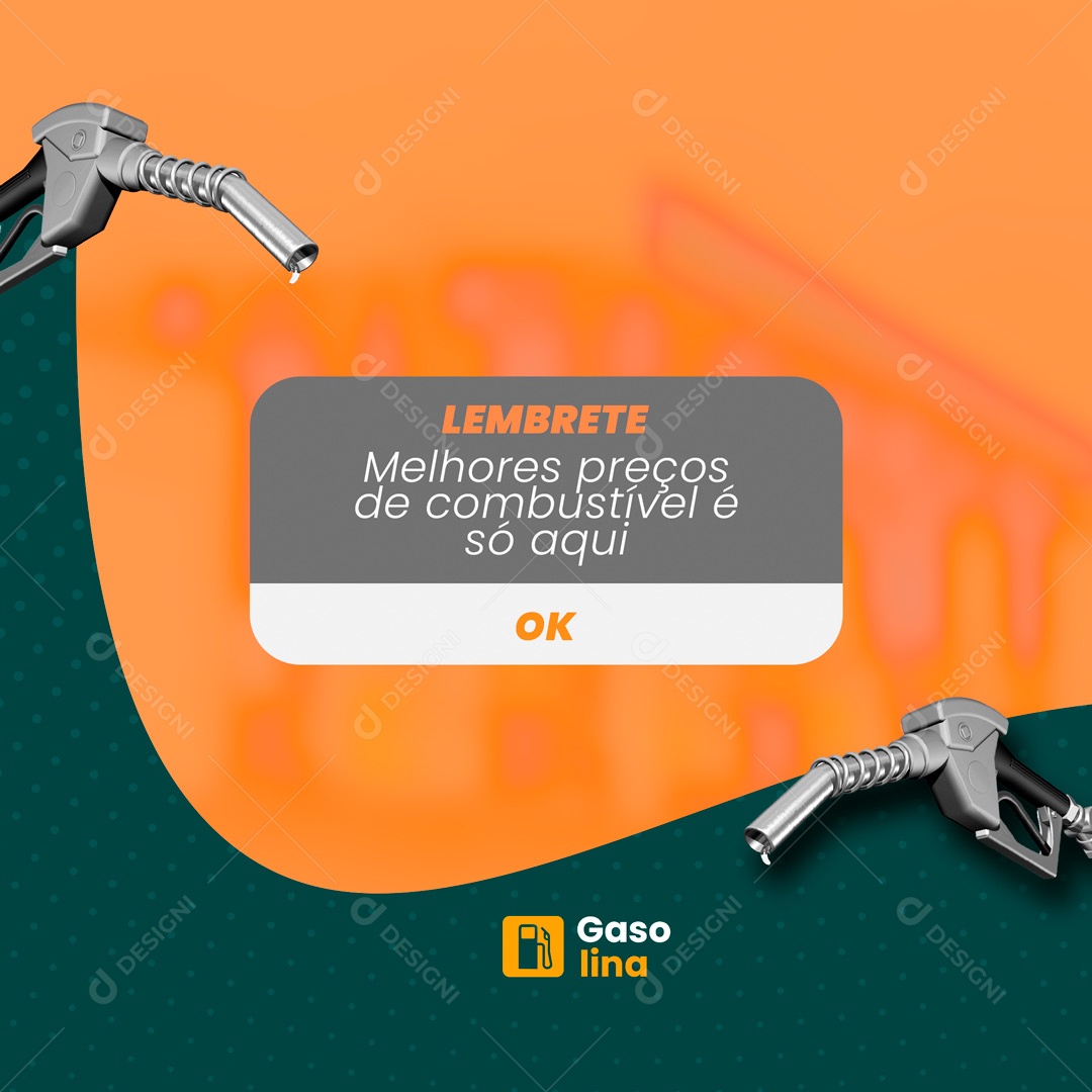 Lembrete Posto de Combustível Gasolina Social Media PSD Editável