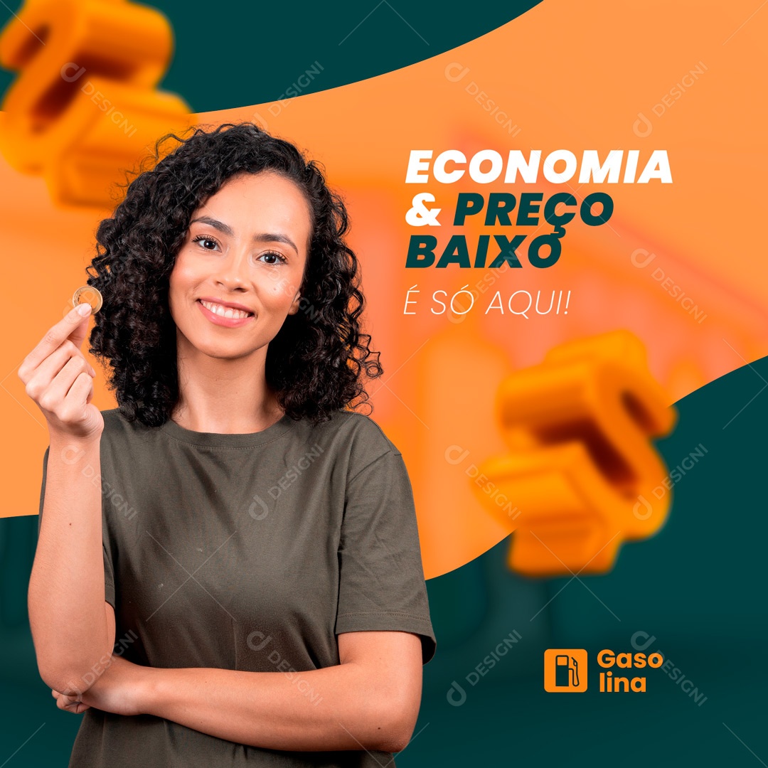 Posto de Combustível Gasolina Economia e Preço Baixo só aqui Social Media PSD Editável