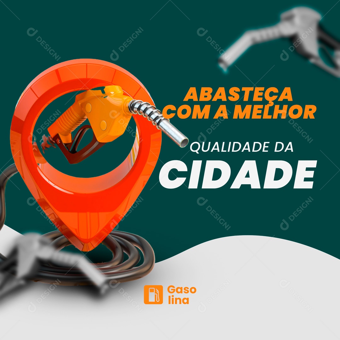 Posto de Combustível Gasolina Abasteça com a Melhor Social Media PSD Editável