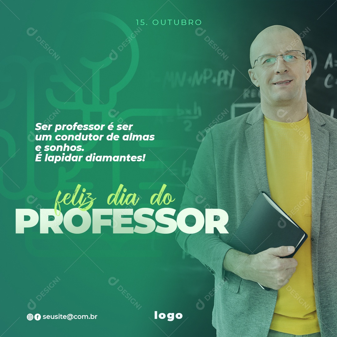 Feliz Dia Do Professor 15 de Outubro Social Media PSD Editável