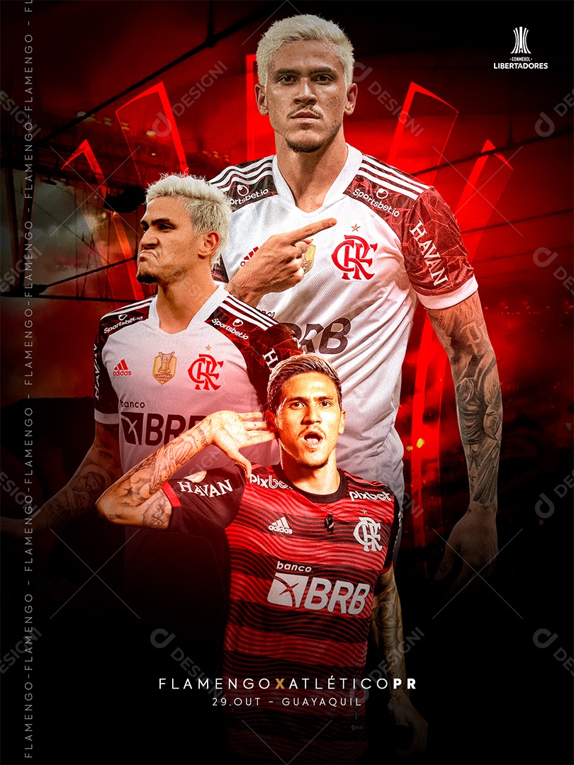 Copa Libertadores Flamengo vs Atlético PR Ao Vivo Futebol Social Media PSD Editável