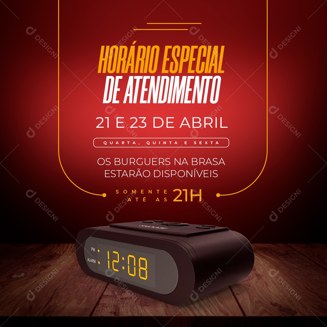 Social Media Hórario Especial de Atendimento PSD Editável