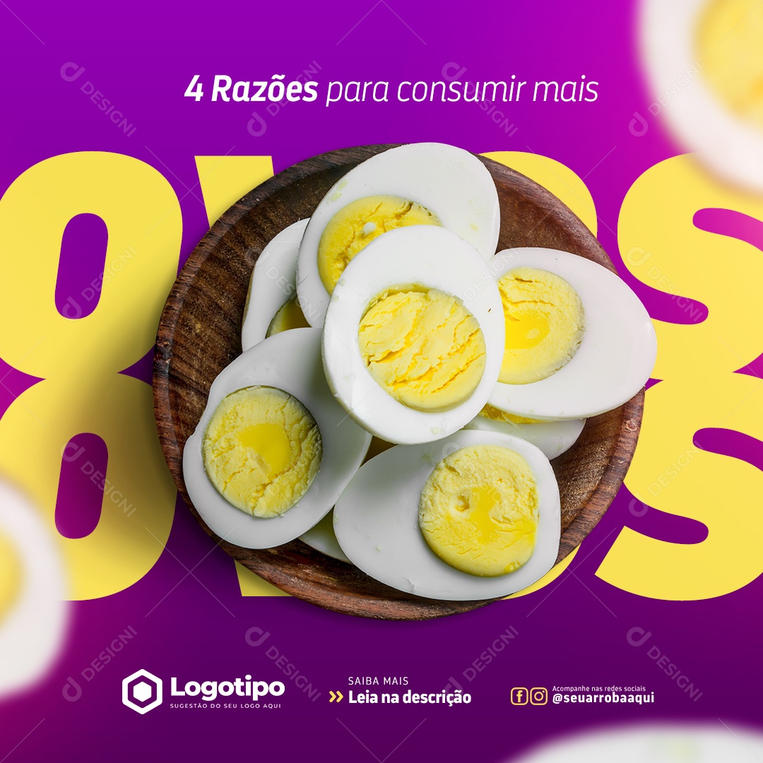 Social Media Nutricionista 4 Razões Para Consumir Ovos PSD Editável
