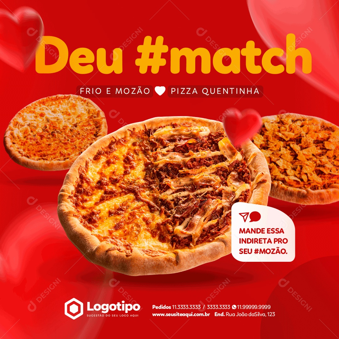 Social Media Pizzarias Deu Match PSD Editável