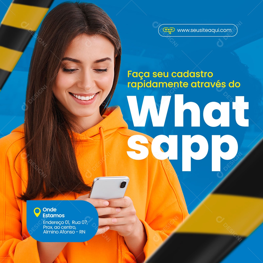 Faça Seu Cadastro Rapidamente Através do Whatsapp Auto Escola Social Media PSD Editável