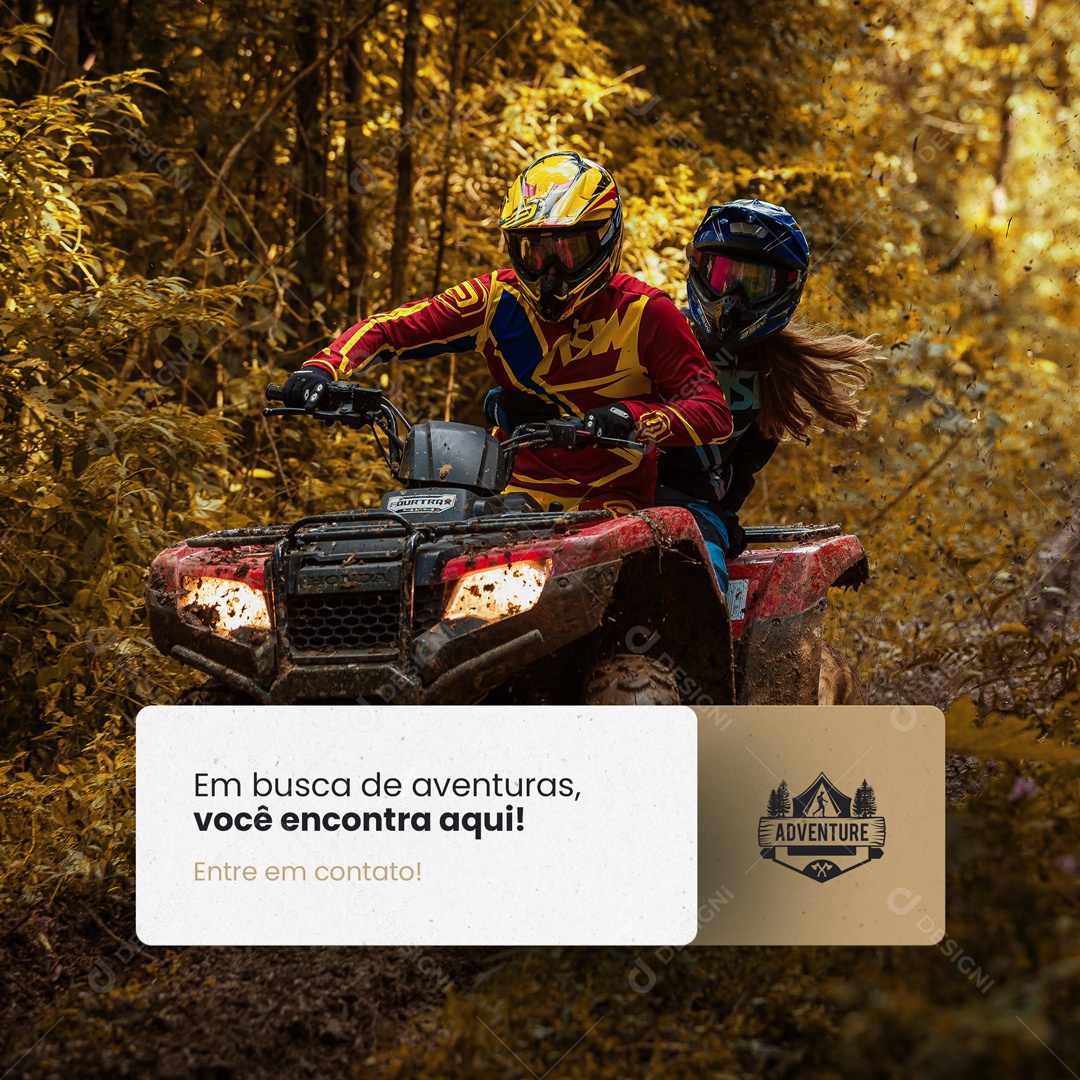 Em Busca de Aventuras, você Encontra aqui! Agência de Viagens e Turismo Social Media PSD Editável