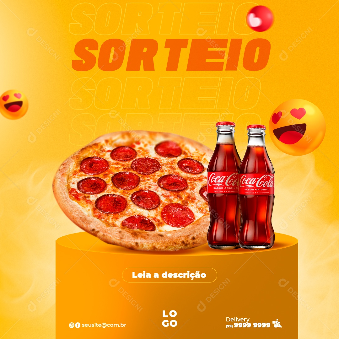Sorteio De Um Combo Pizza e Coca Cola Social Media PSD Editável