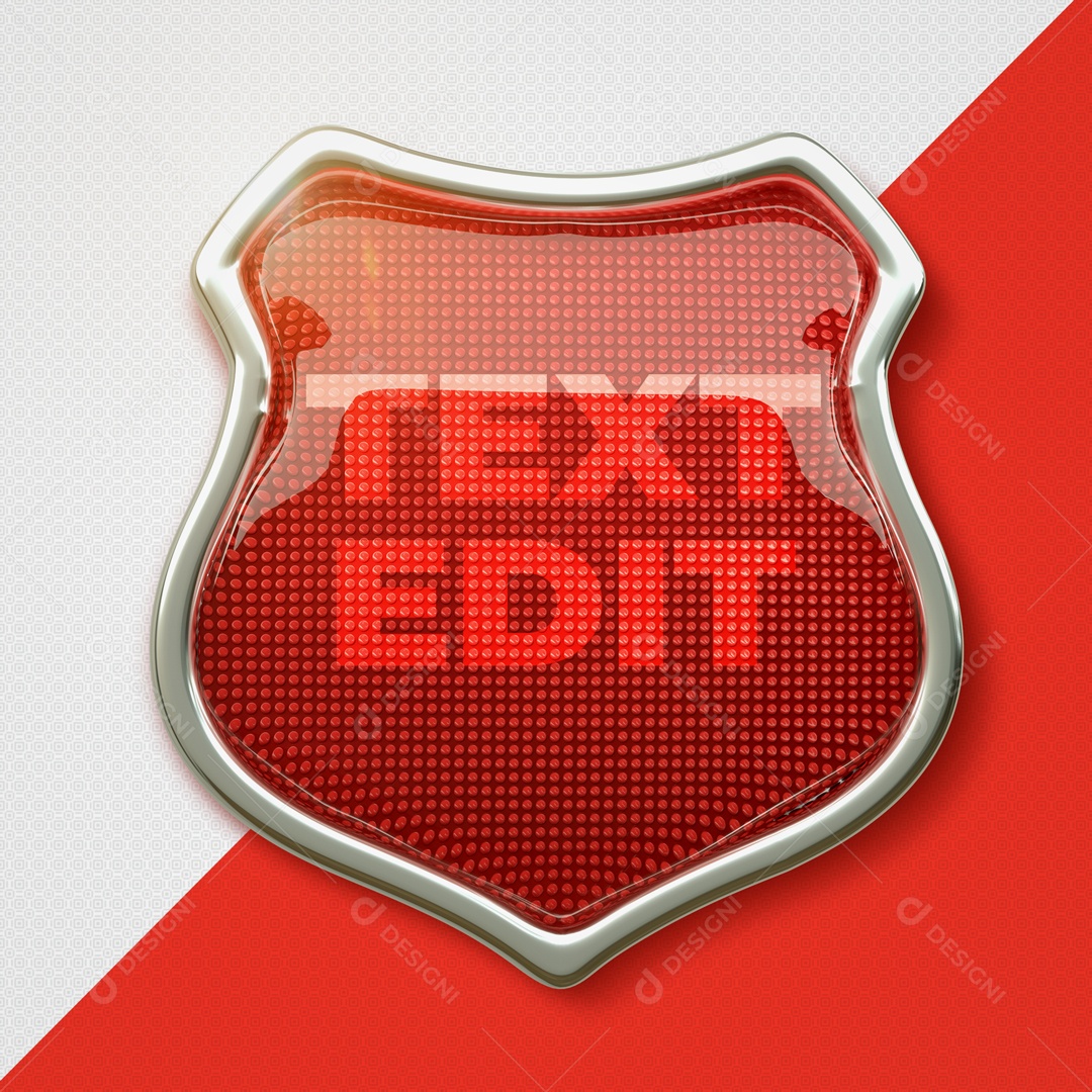 Brasão Escudo Vermelho Com Bordas Elemento 3D PSD