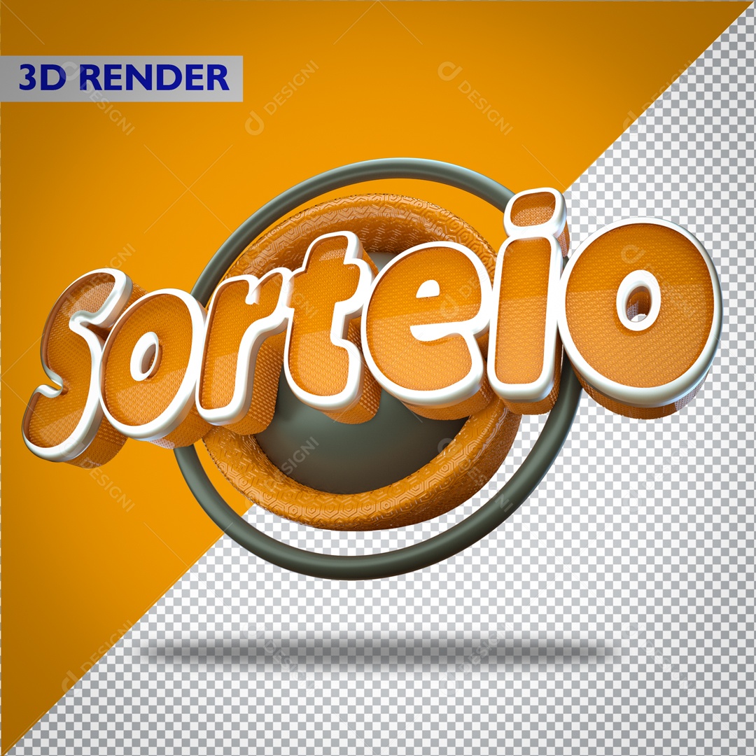 Selo 3D Sorteio na Cor Laranja PSD