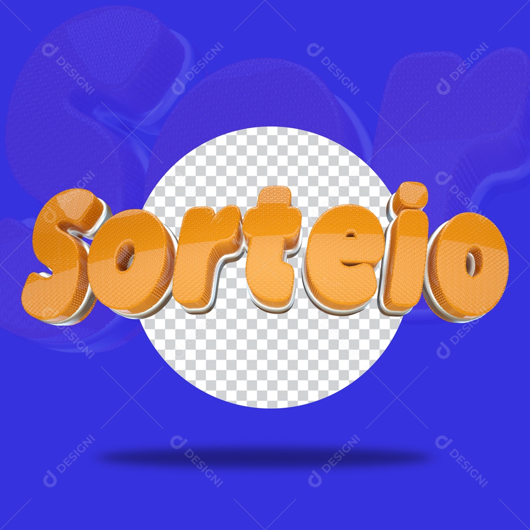 Texto 3D Sorteio na Cor Laranja PSD