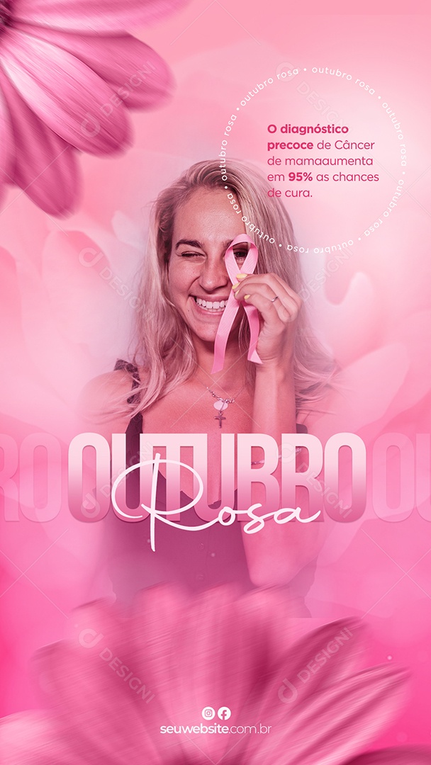 Outubro Rosa Data Comemorativa Mês De Prevenção Ao Câncer De Mama Social Media PSD Editável