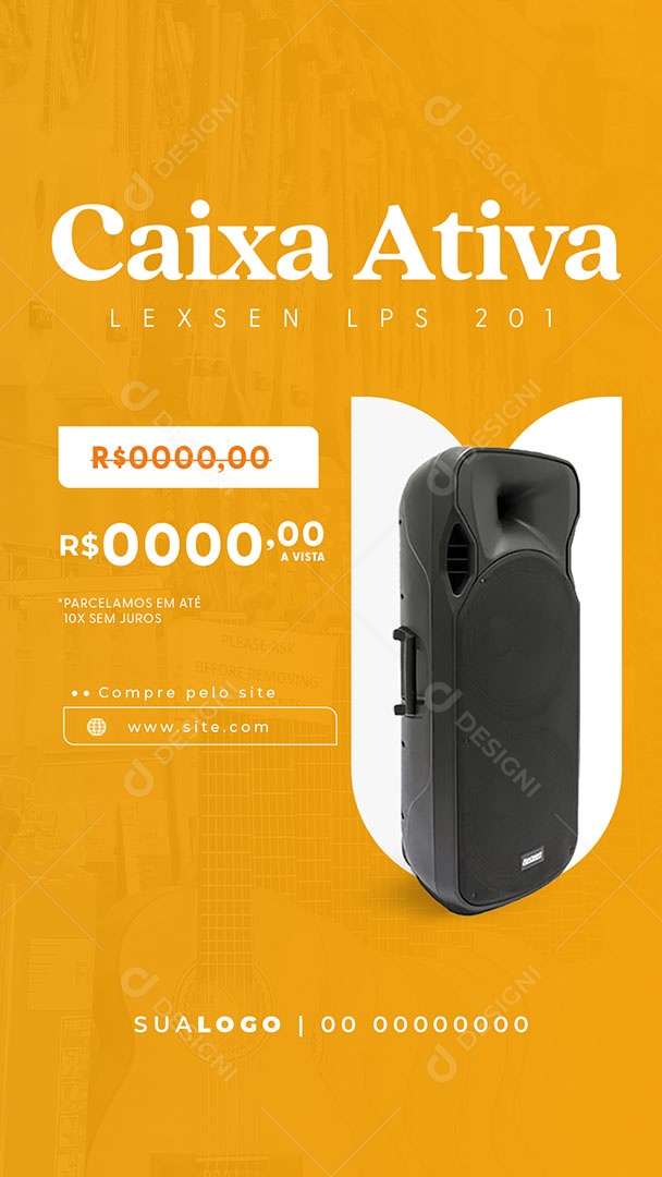 Loja de Instrumentos Musicais Caixa Ativa Story Social Media PSD Editável