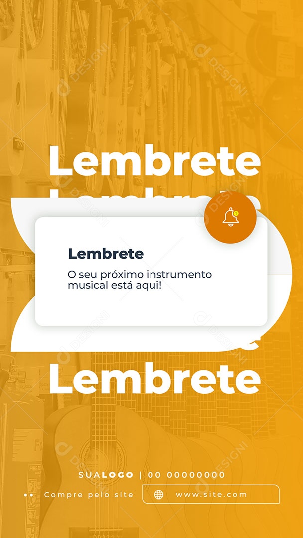 Lembrete Loja de Instrumentos Musicais Social Media PSD Editável