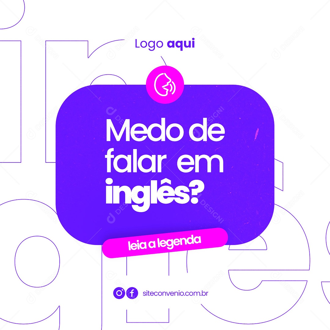 Medo de Falar em Inglês Escola de Idiomas Social Media PSD Editável