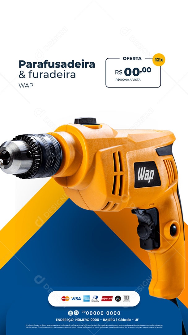 Story Materiais De Construção Parafusadeira e Furadeira Social Media PSD Editável