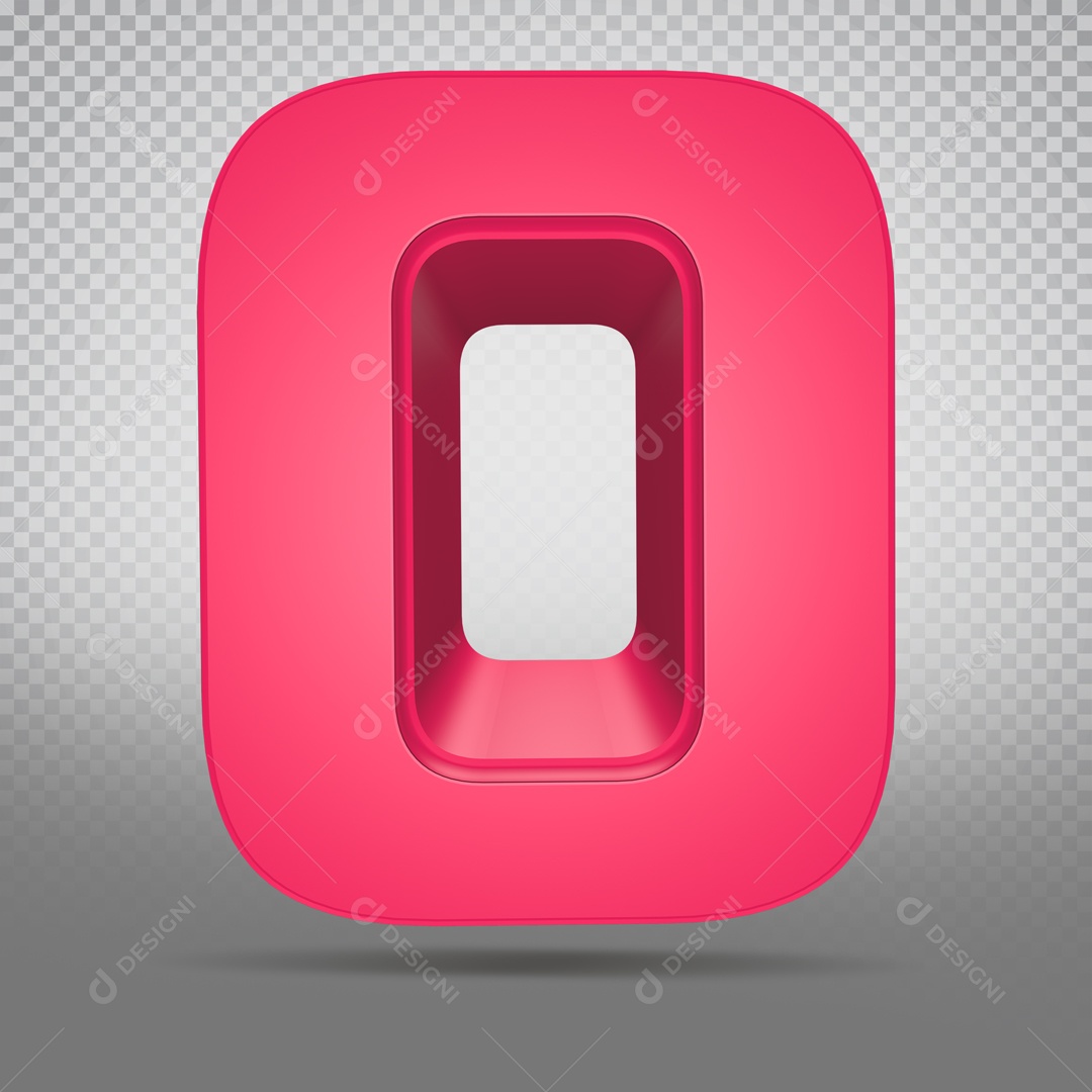 Número 3D Rosa 0 PSD