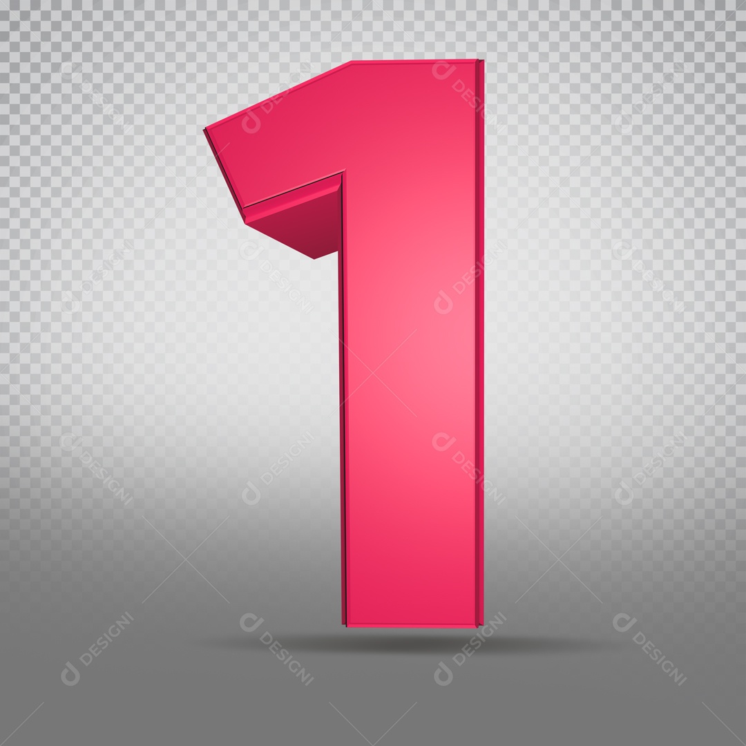 Número 3D Rosa 1 PSD