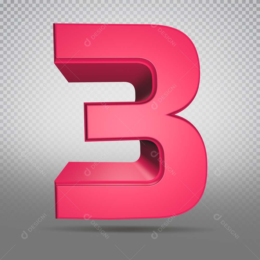Número 3D Rosa 3 PSD