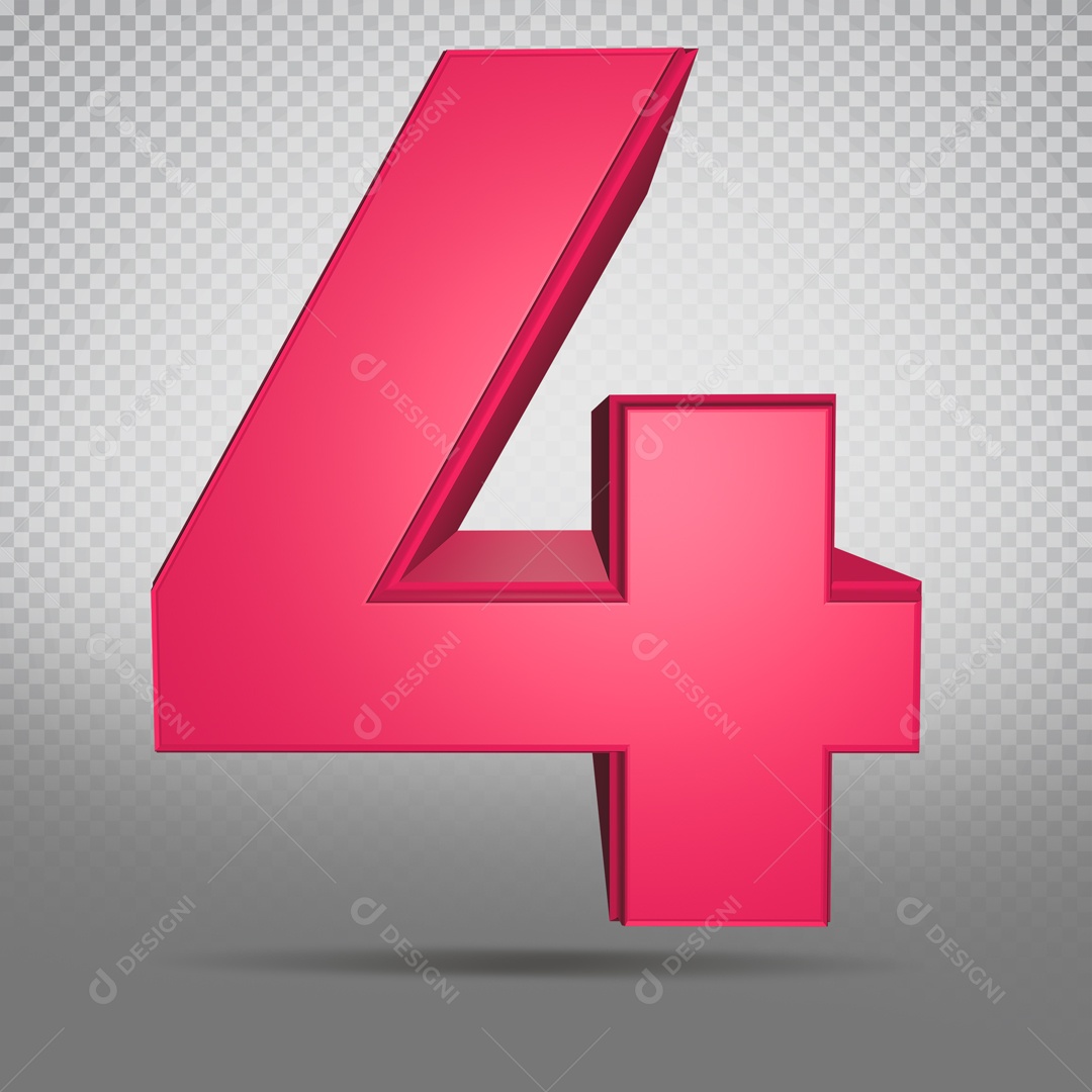 Número 3D Rosa 4 PSD