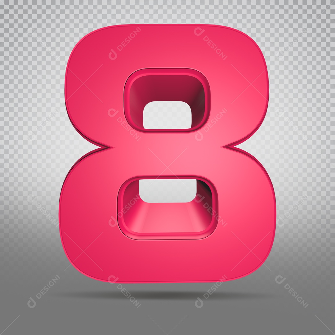 Número 3D Rosa 8 PSD