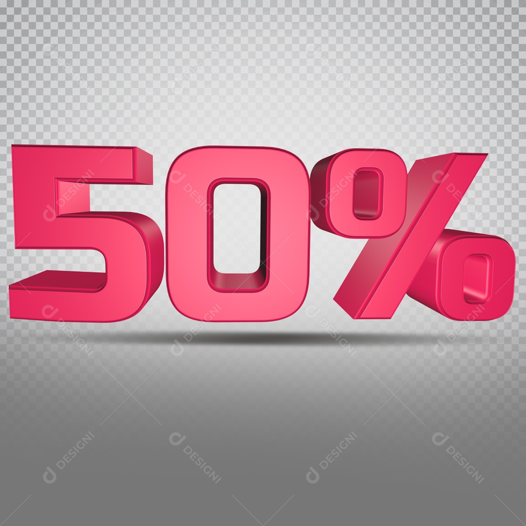 Número 3D Rosa 50% Por cento PSD