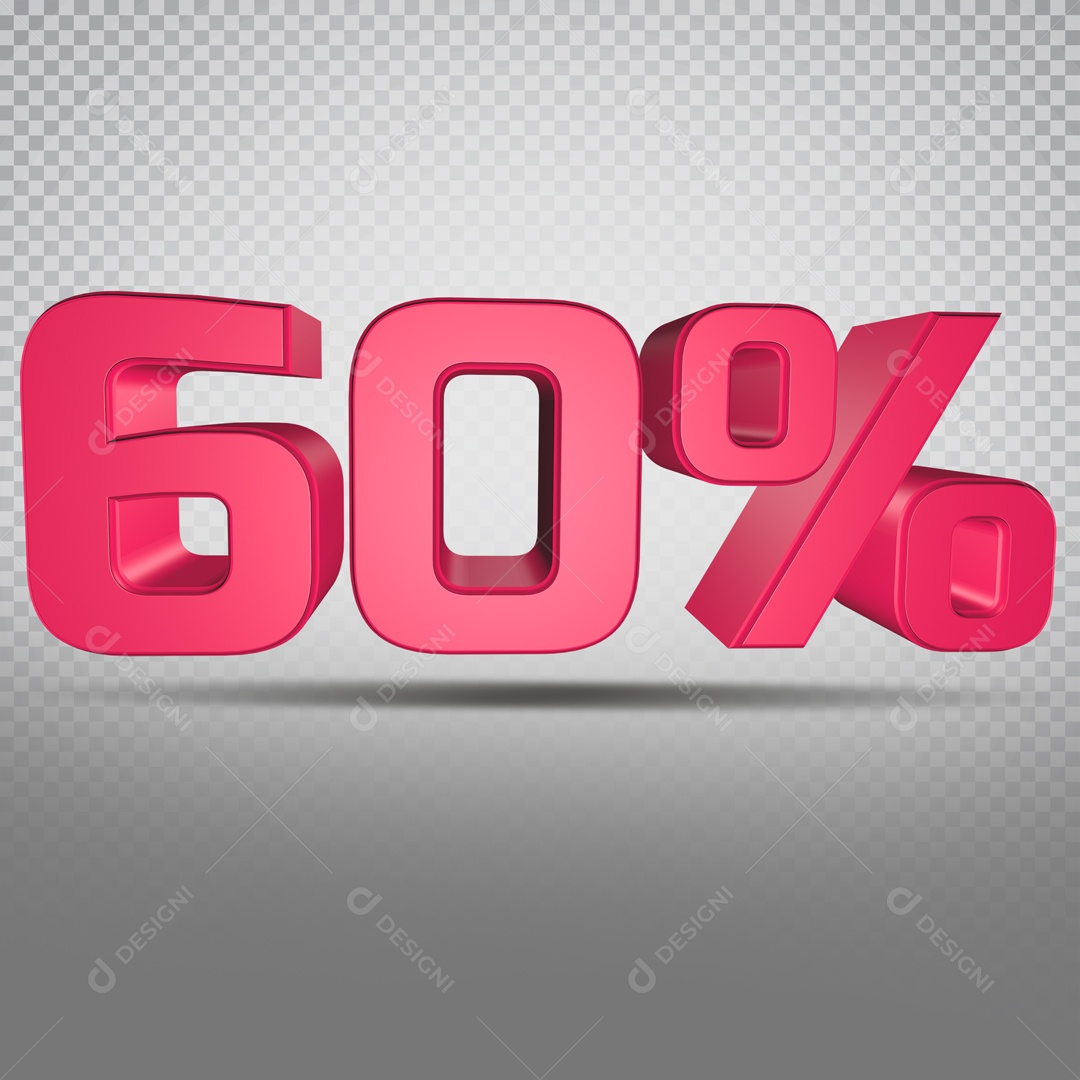 Número 3D Rosa 60% Por cento PSD