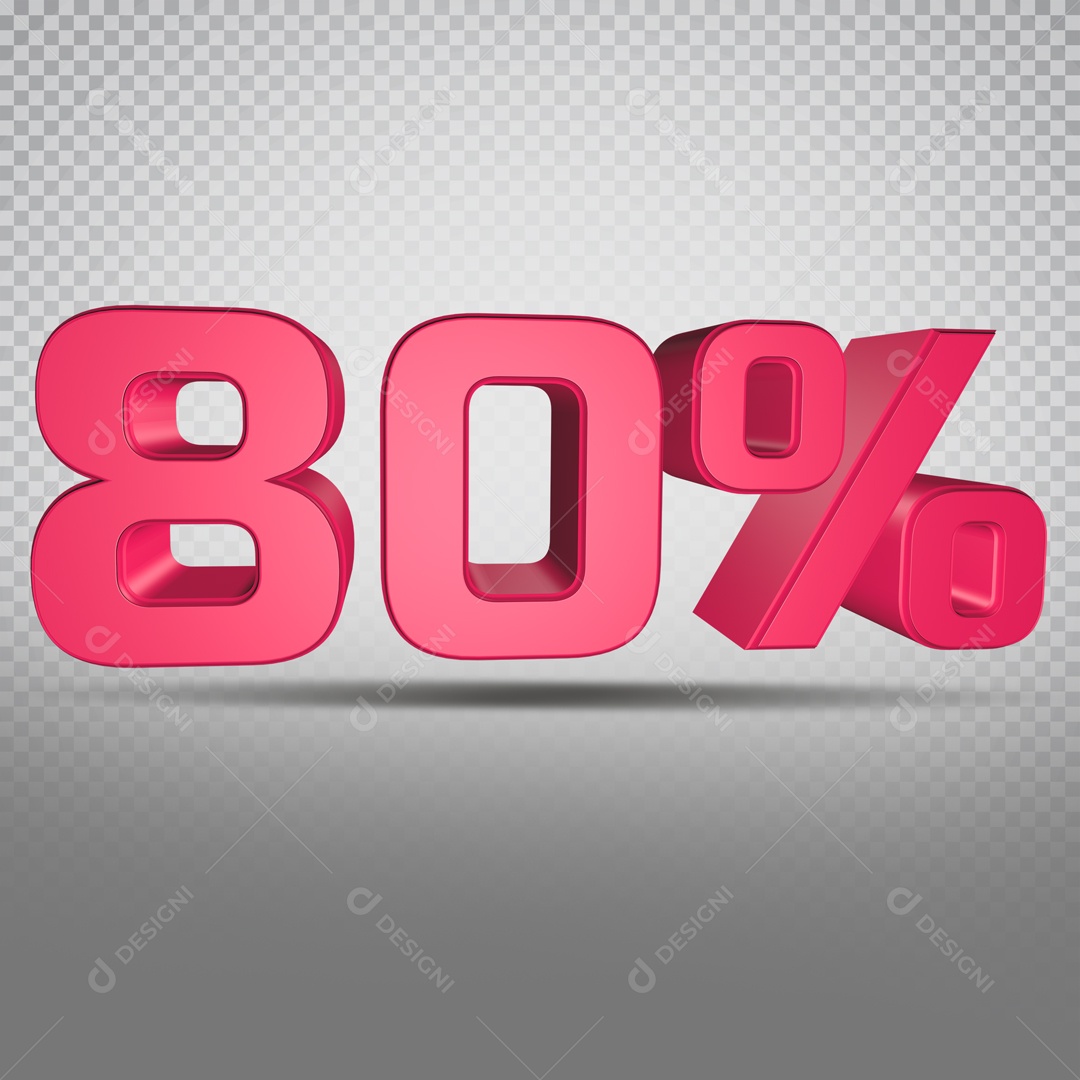 Número 3D Rosa 80% Por cento PSD