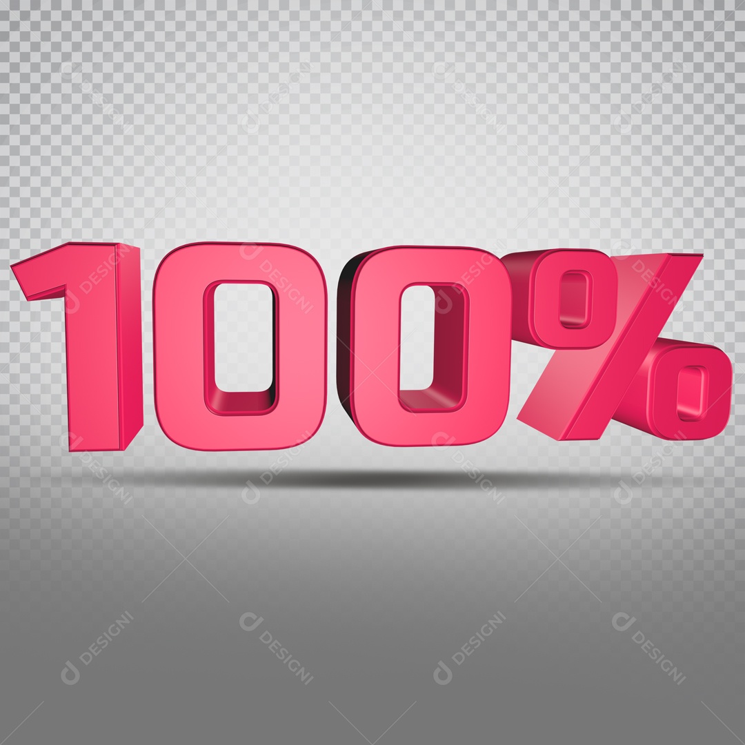 Número 3D Rosa 100% Por cento PSD