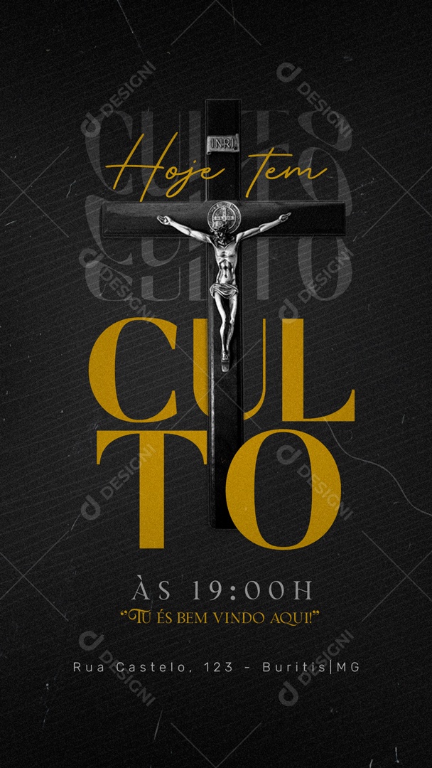 Hoje Tem Culto Venha Participar Conosco Social Media PSD Editável