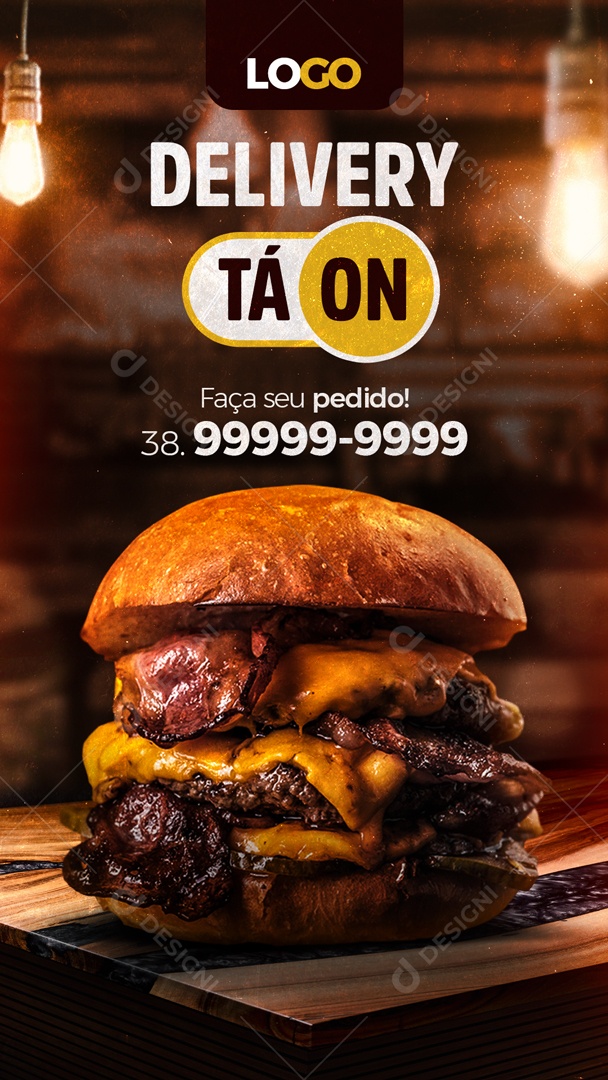 Delivery Peça Já O Hamburger Social Media PSD Editável