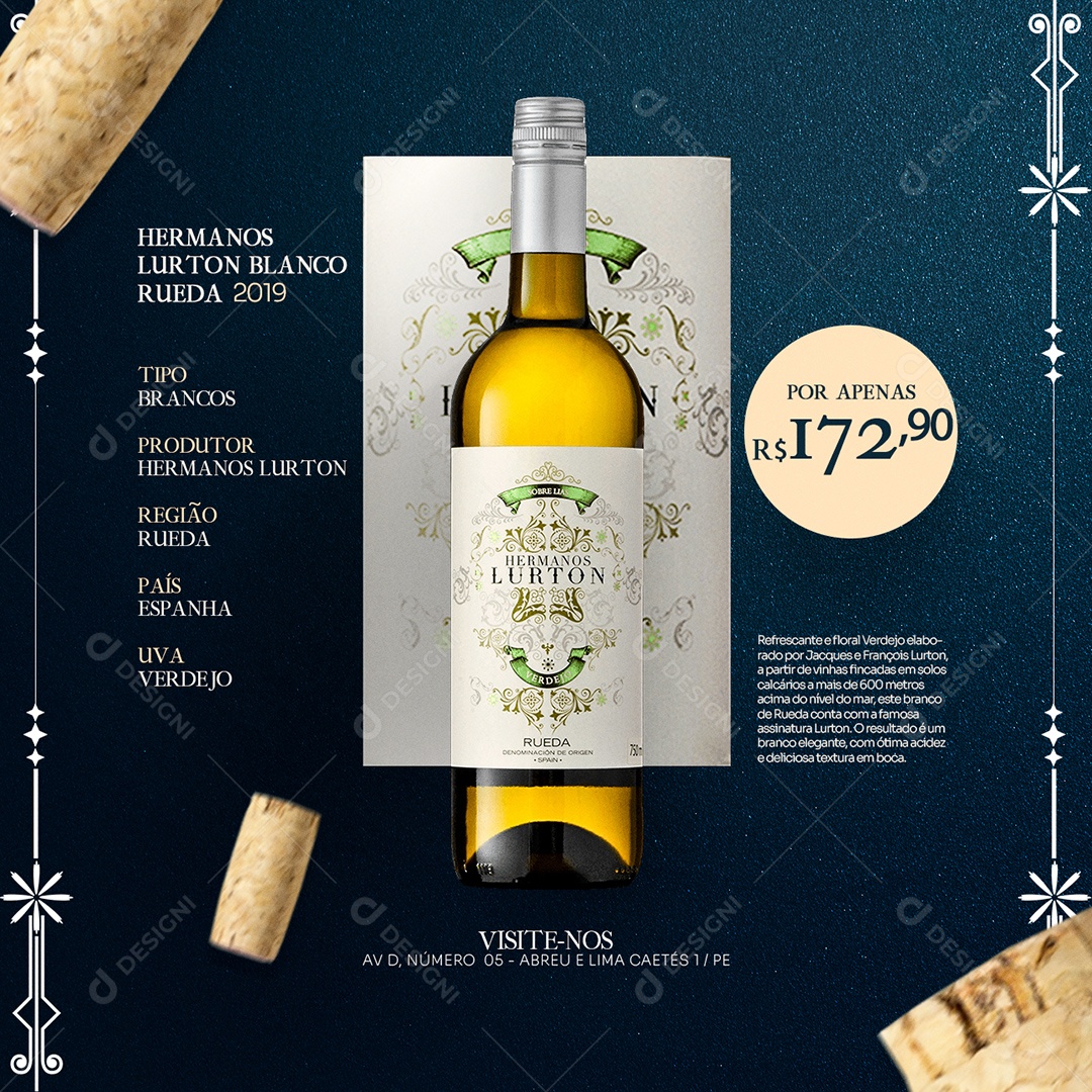 Hermanos Lurton Blanco Rueda Casa de Vinho Social Media PSD Editável