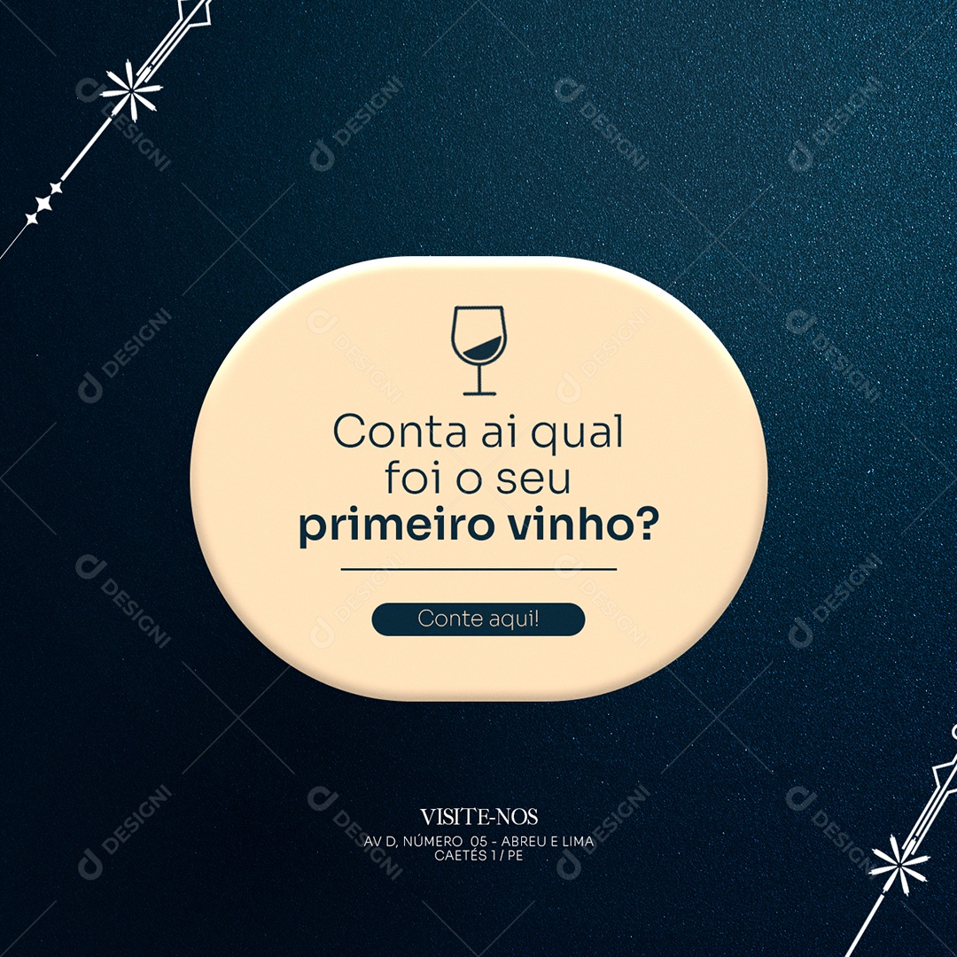 Conta ai Qual Foi o Seu Primeiro Vinho Casa de Vinho Social Media PSD Editável